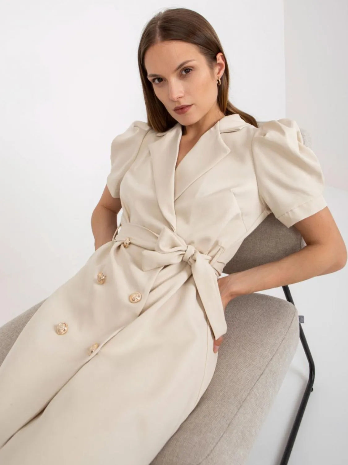 Katharina – Elegantes blazer-kleid mit taillengürtel und kurzärmeln