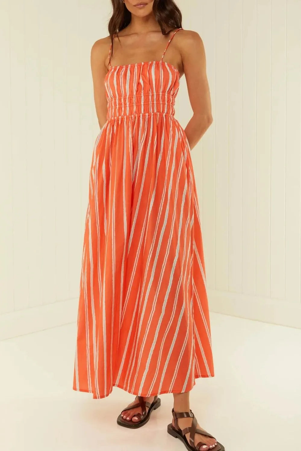 Lea – Gestreiftes cami-kleid mit quadratischem ausschnitt