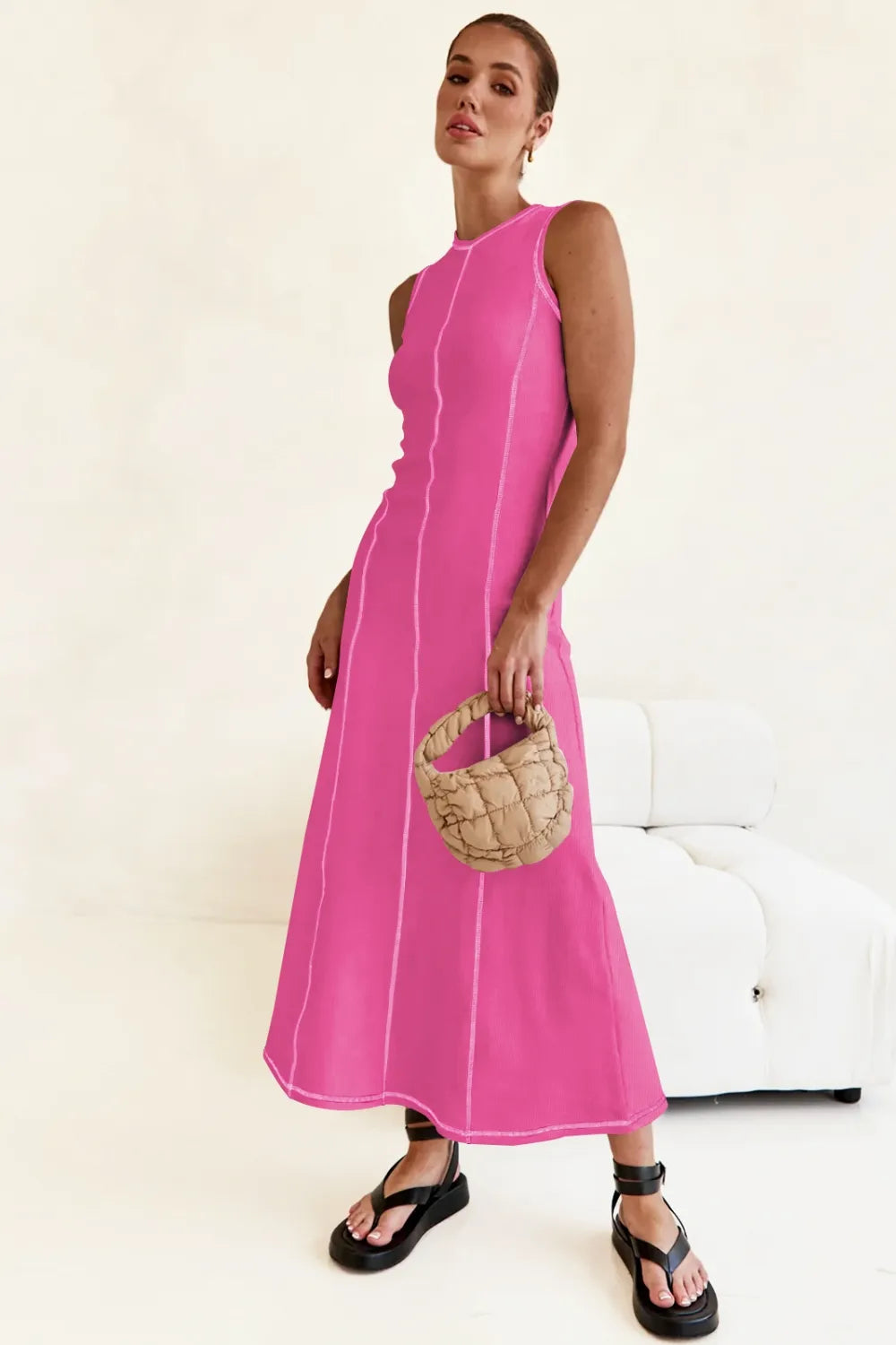 Emilia – Elegantes maxi tank dress mit kontrastnähten