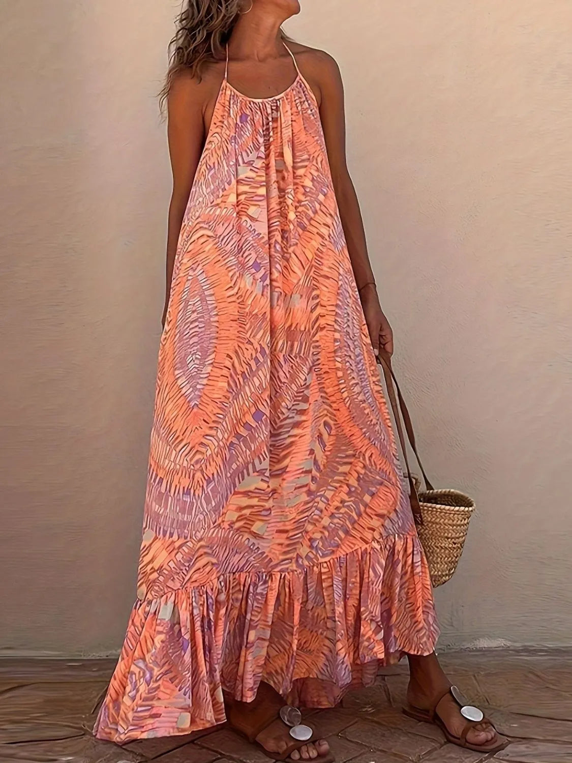 Leonie – Elegantes maxi cami kleid mit rückenfreiem design