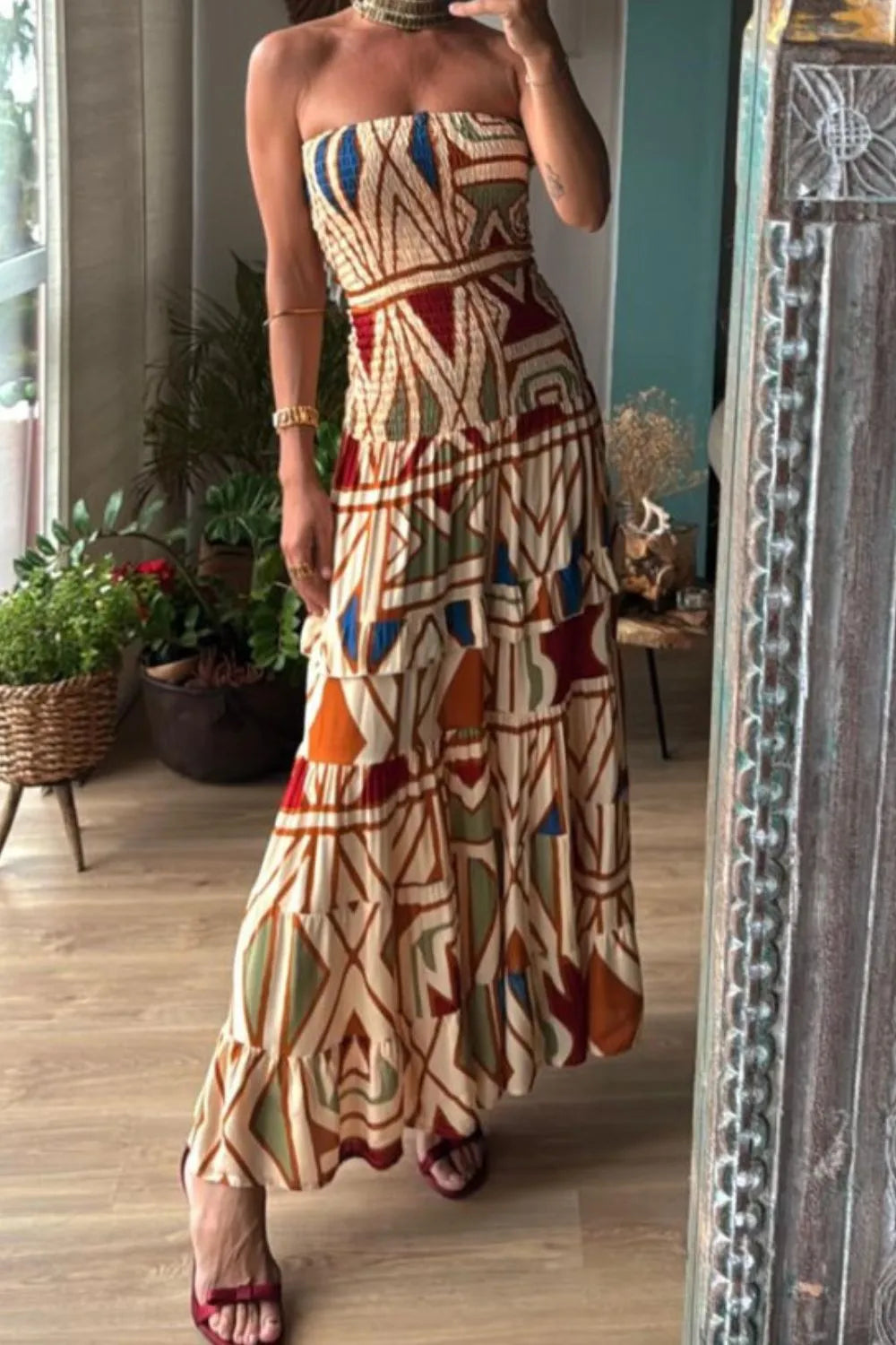 Mathilda – Smocked Printed Tube Dress mit raffinierten details