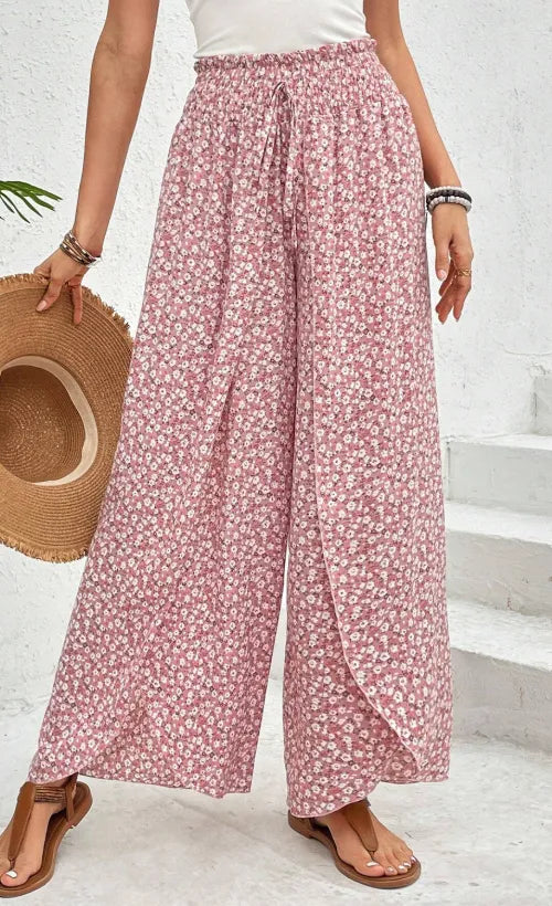 Miriam – Slit Printed Wide Leg Pants mit elegantem Schnitt