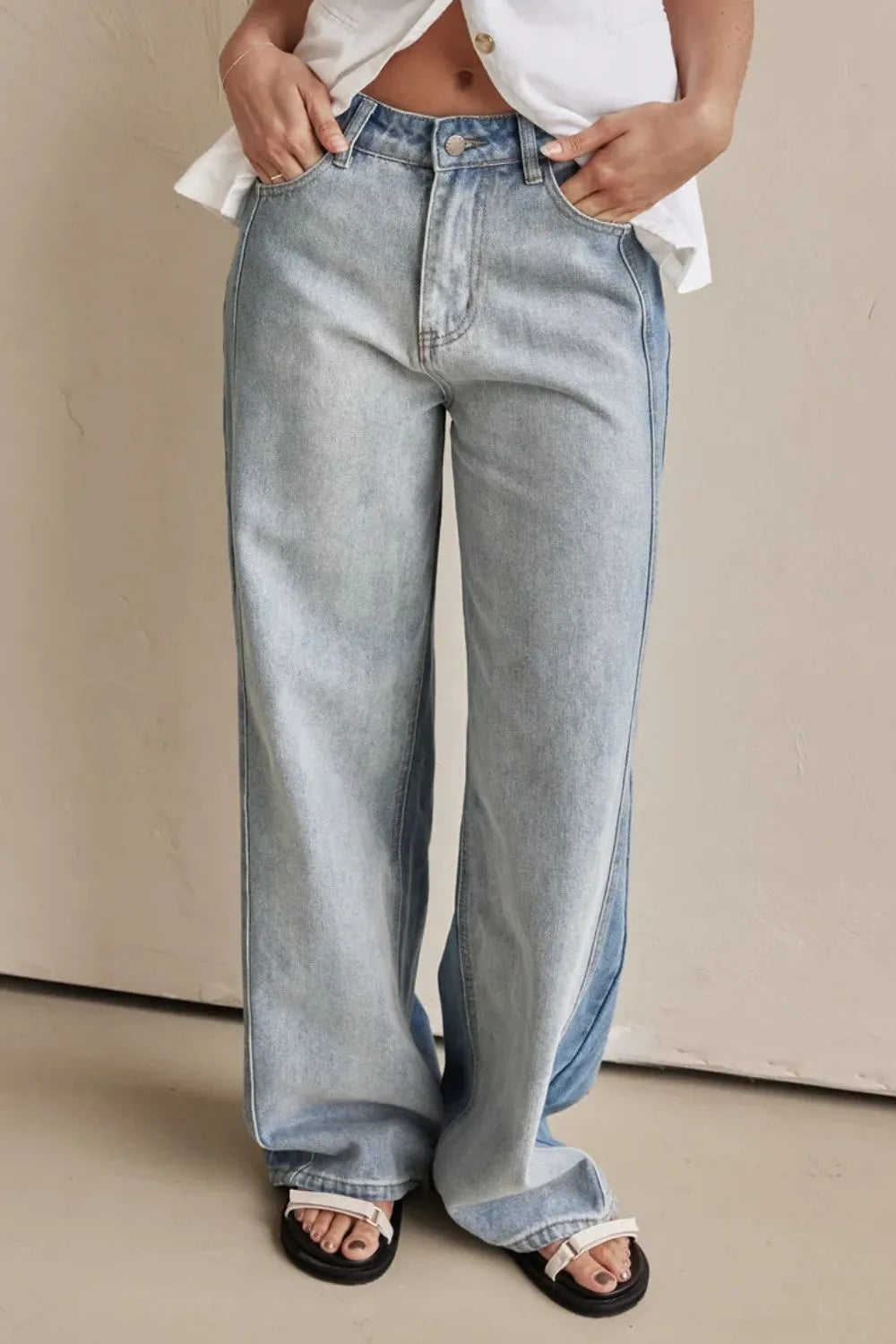 Theresa – Contrast Straight Leg Jeans mit praktischen taschen