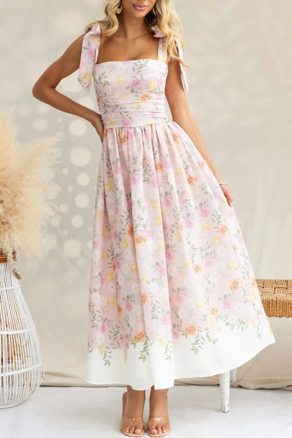 Antonia – Verspieltes midi cami kleid mit bindeträgern